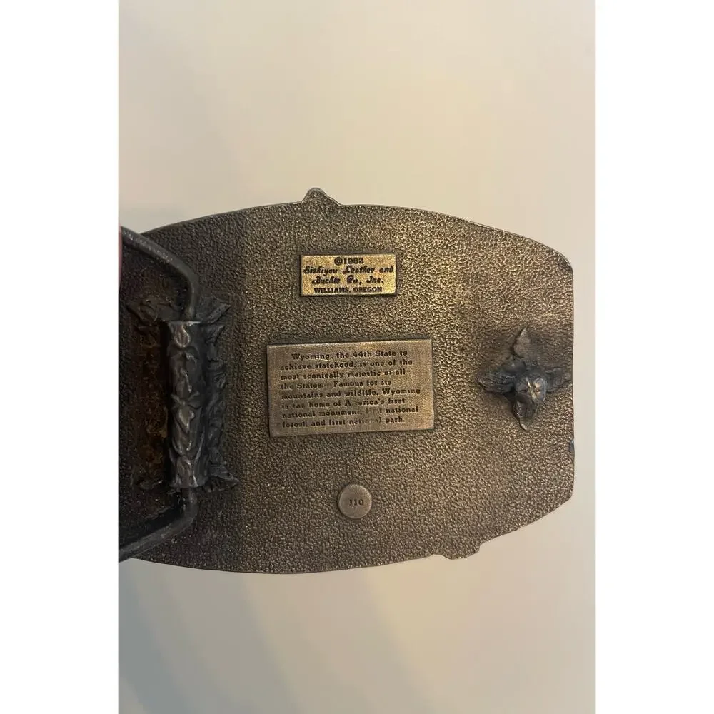 Leather Wyoming Belt Siskiyou Leather & Buckle Co 1982 Statehood 44th State